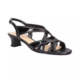 Easy Street Tristen Slingback Sandals Black Patent - Size 8.5M